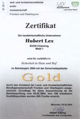Zertifikat Gold für Sicherheit in Haus und Hof